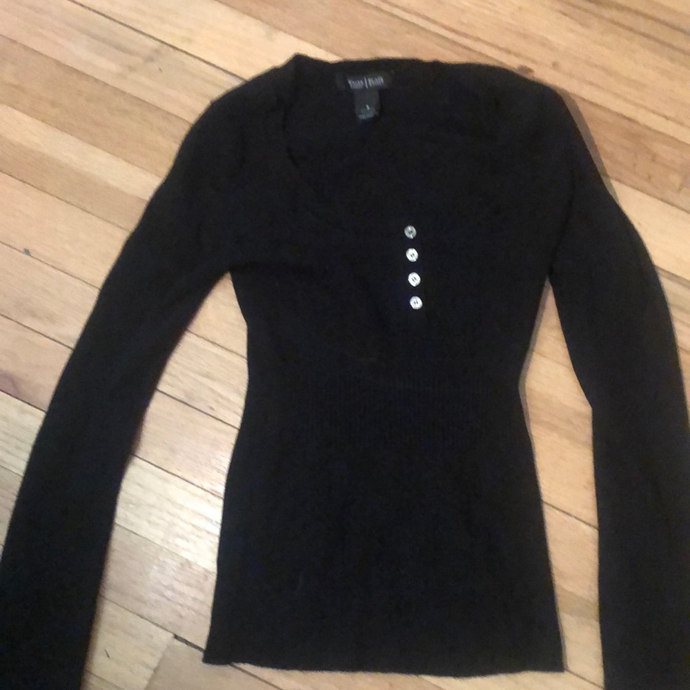 White House Black Market Black Ribbed Top